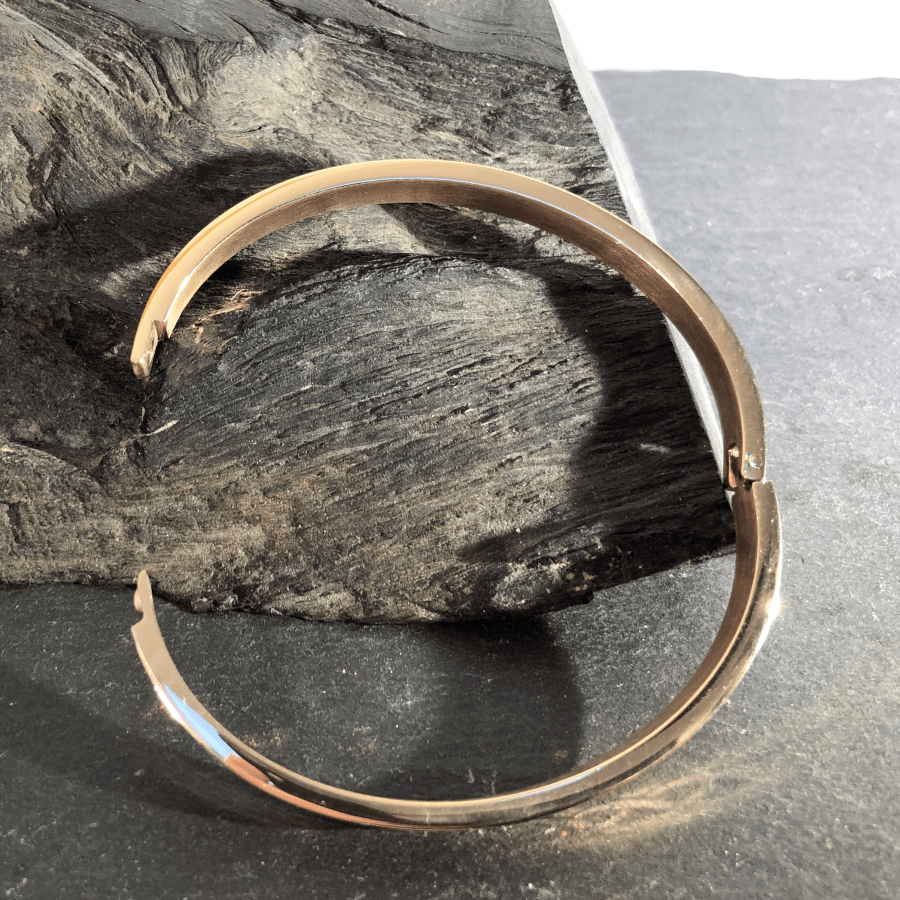 Stainless Steel Bangle Rose Gold Coloured Hinged with Celtic Knotwork