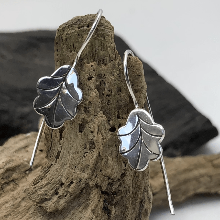 Sterling Silver Leaf Drop Earrings