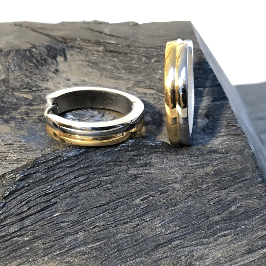 Stainless Steel Yellow Gold and Silver Coloured 2cm Hoops