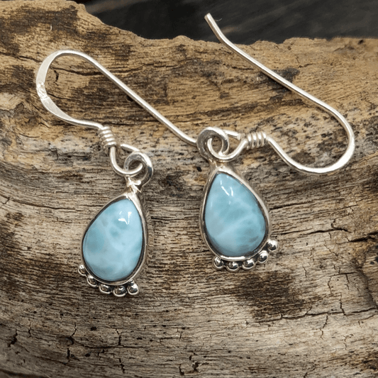 Larimar and Sterling Silver 5 Ball Pear Earrings