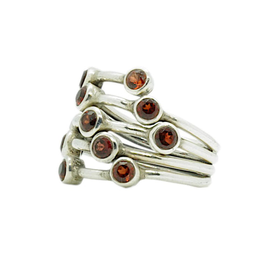 Garnet Sterling Silver Layered Ring