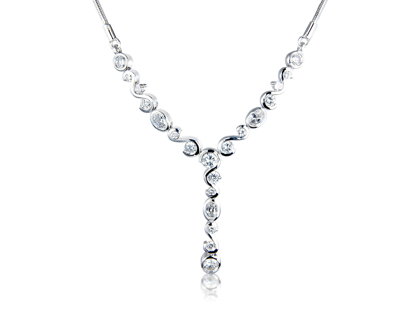 White Cubic Zirconia and Sterling Silver Necklace