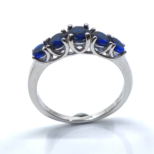 Sterling Silver Ring 5 Navy CZ