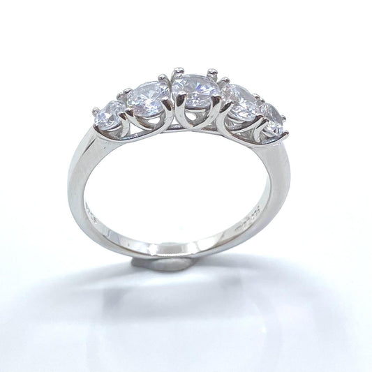 Sterling Silver Ring 5 White CZ