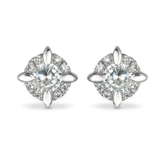 White Cubic Zirconia Sterling Silver Studs