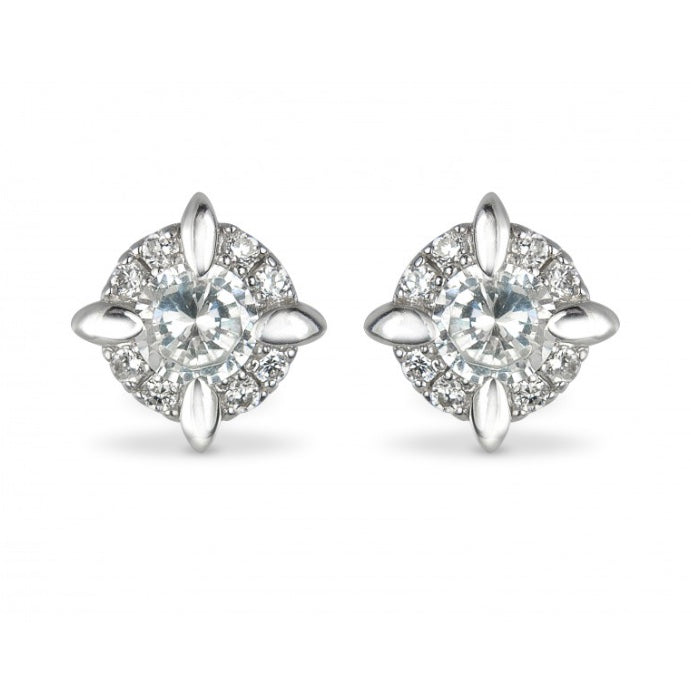 White Cubic Zirconia Sterling Silver Studs