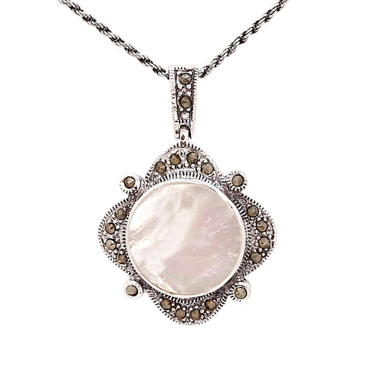 Marcasite and Mother of Pearl Pendant and Chain