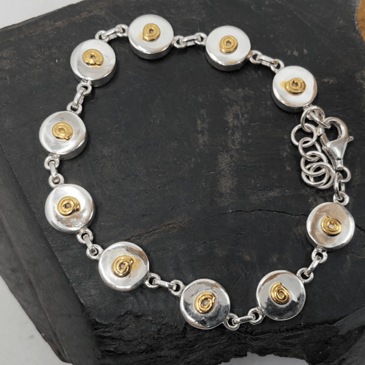 Sterling Silver and Gold Plated Spiral Bracelet