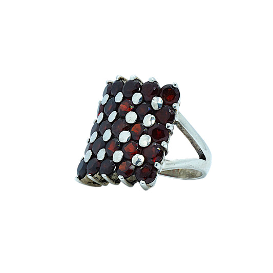 Garnet and Sterling Silver Ring