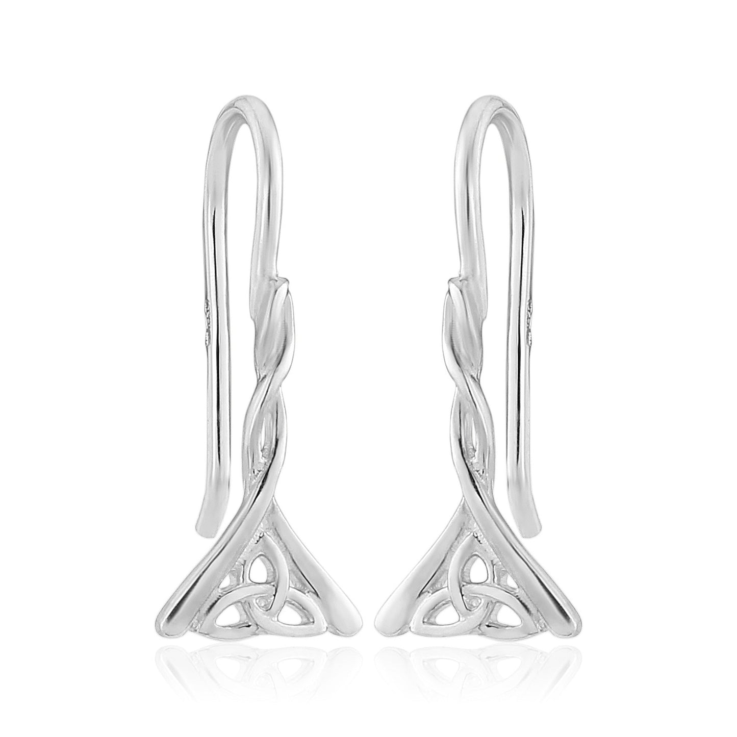 Celtic Trinity Knot Sterling Silver Rigid Hook Earrings