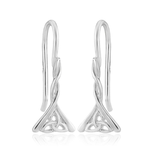 Celtic Trinity Knot Sterling Silver Rigid Hook Earrings