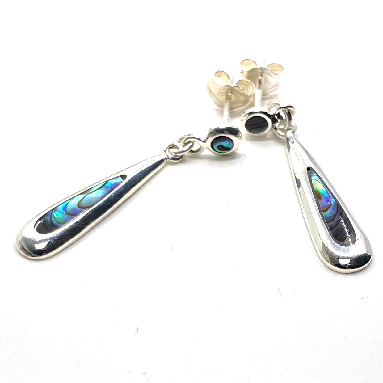 Abalone and Sterling Silver Earrings Long Post