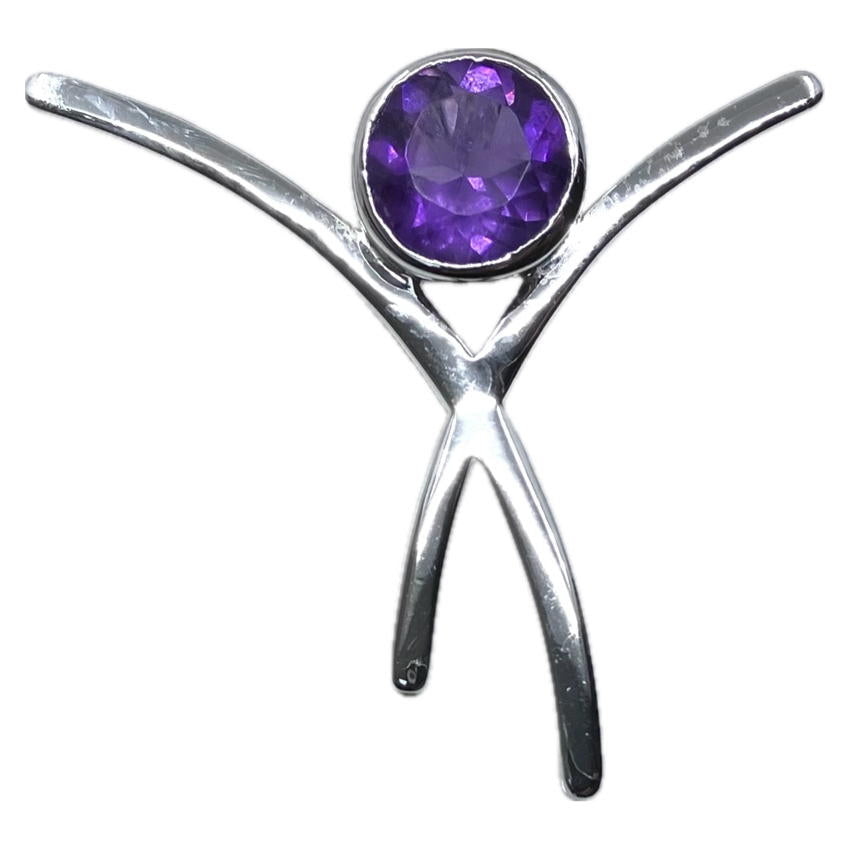 Amethyst and Sterling Silver Pendant Criss-Cross