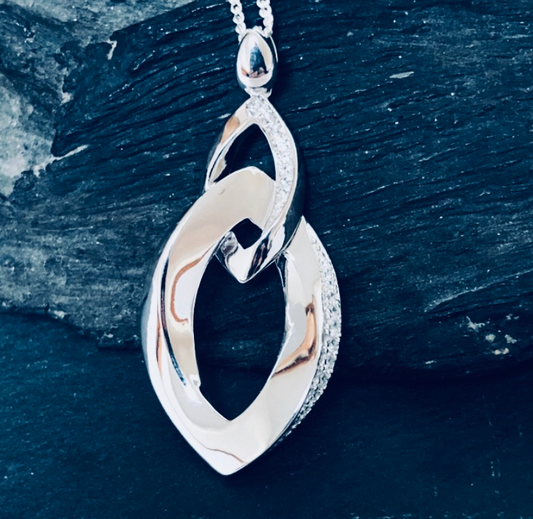 Sterling Silver and CZ Diamond Shaped Pendant
