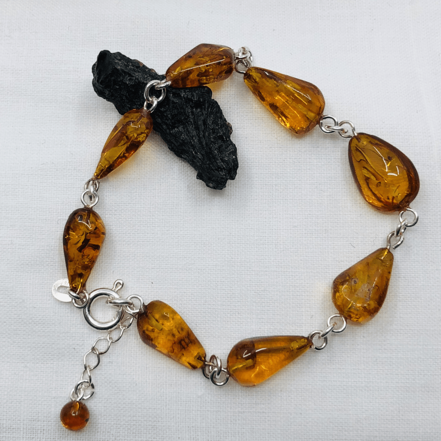 Amber Sterling Silver Freeform Bracelet