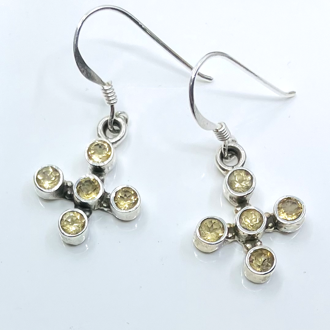 Citrine and Sterling Silver Earrings 5 Stone