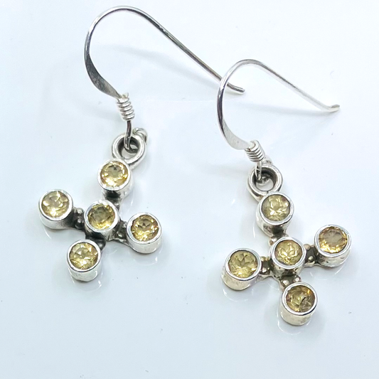 Citrine and Sterling Silver Earrings 5 Stone