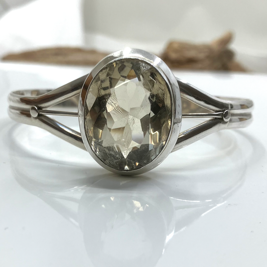 Citrine and Sterling Silver Bracelet Cuff Oval