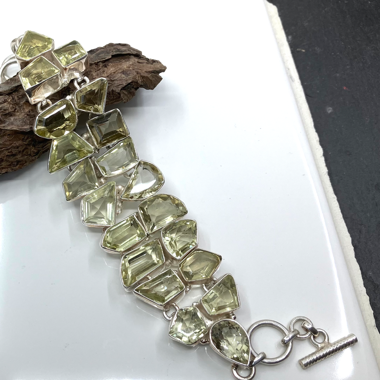 Citrine and Sterling Silver Bracelet 20 Cut Stones