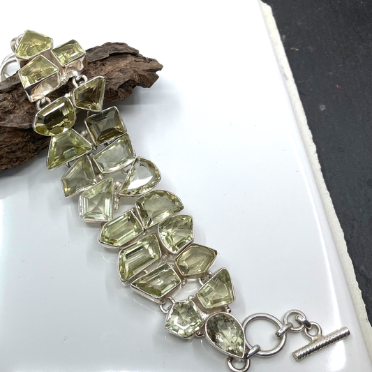 Citrine and Sterling Silver Bracelet 20 Cut Stones