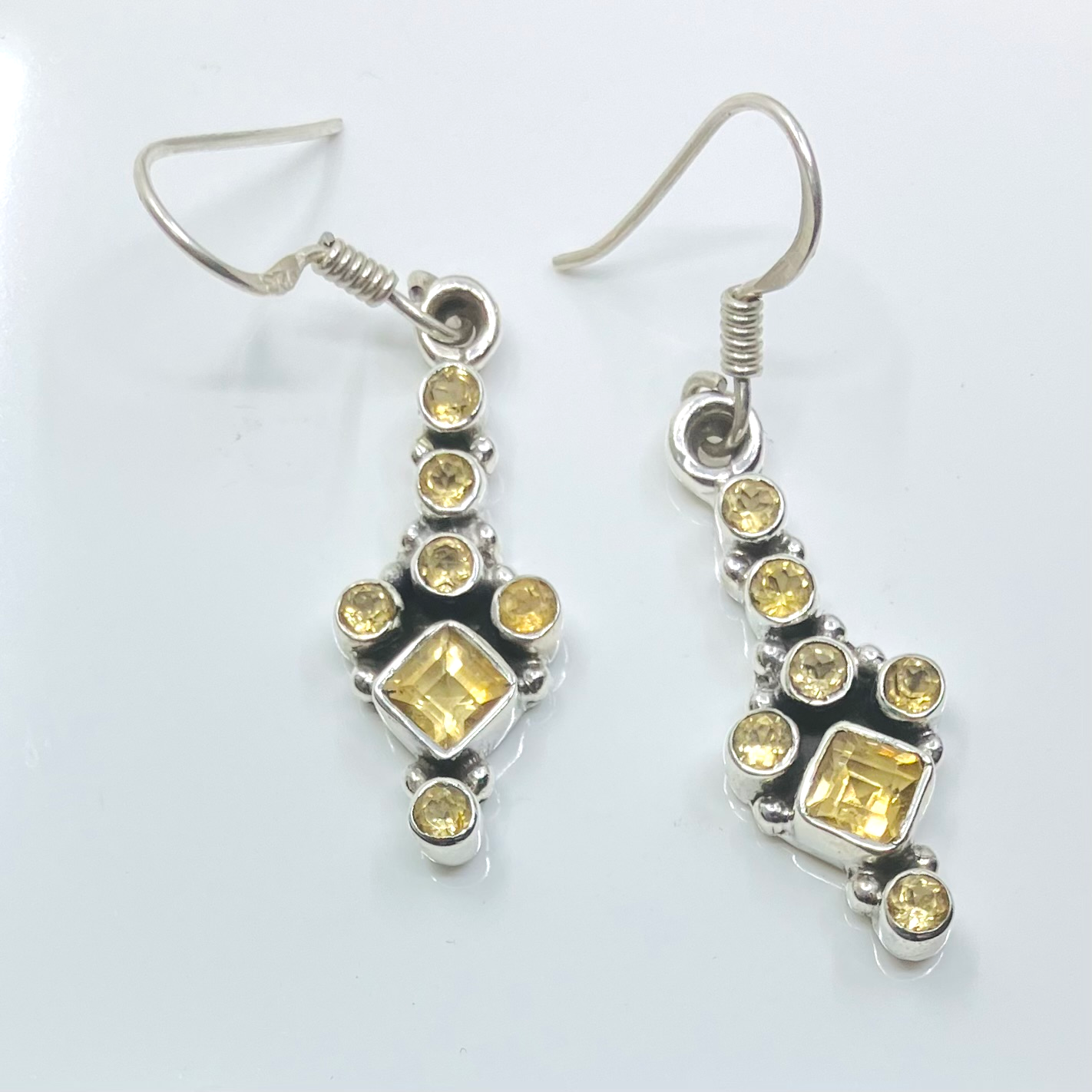 Citrine and Sterling Silver Earrings 7 Stone