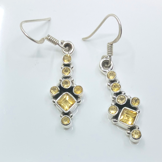 Citrine and Sterling Silver Earrings 7 Stone
