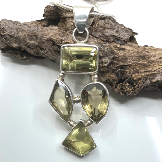 Citrine and Sterling Silver Pendant4 Stone on Silver Chain