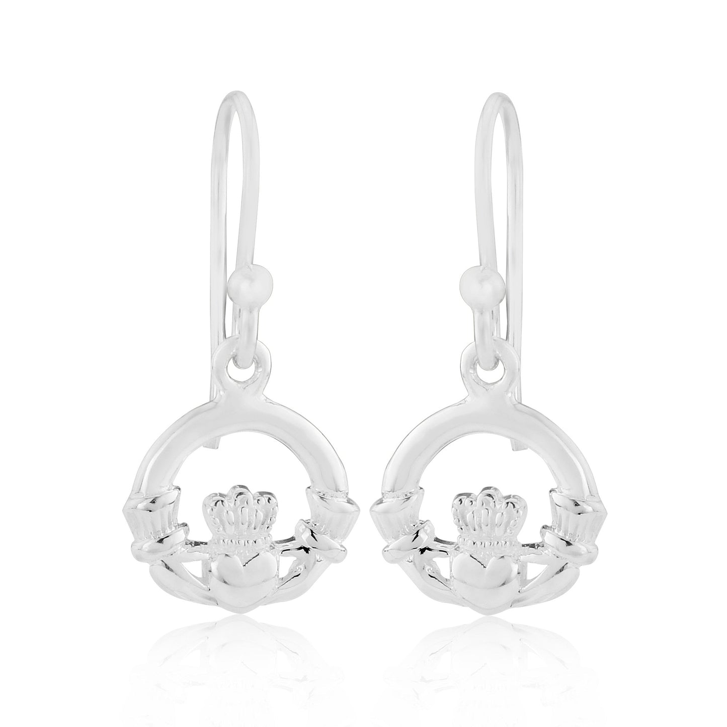Claddagh Sterling Silver Earrings with Hook Backs