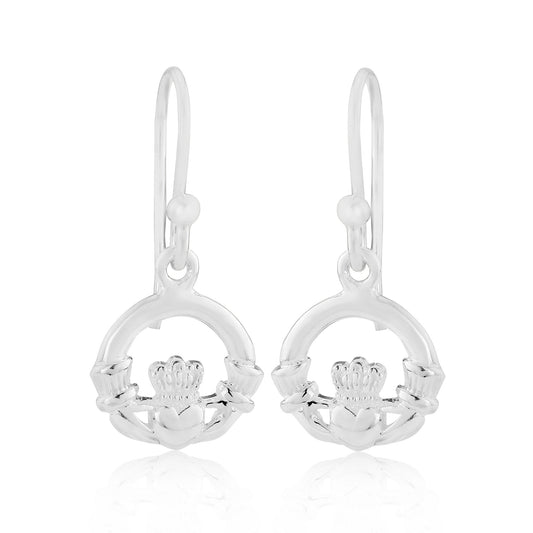 Claddagh Sterling Silver Earrings with Hook Backs