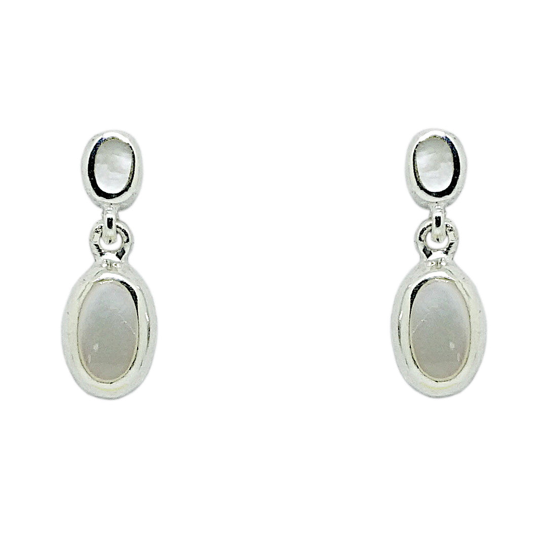Mother of Pearl Silver Earrings with Stud Backs