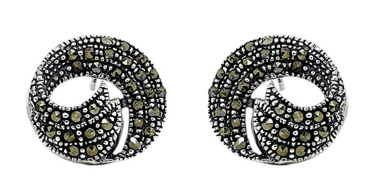 Marcasite Swirl Sterling Silver Irish Hallmarked Studs