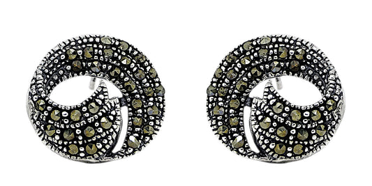 Marcasite Swirl Sterling Silver Irish Hallmarked Studs