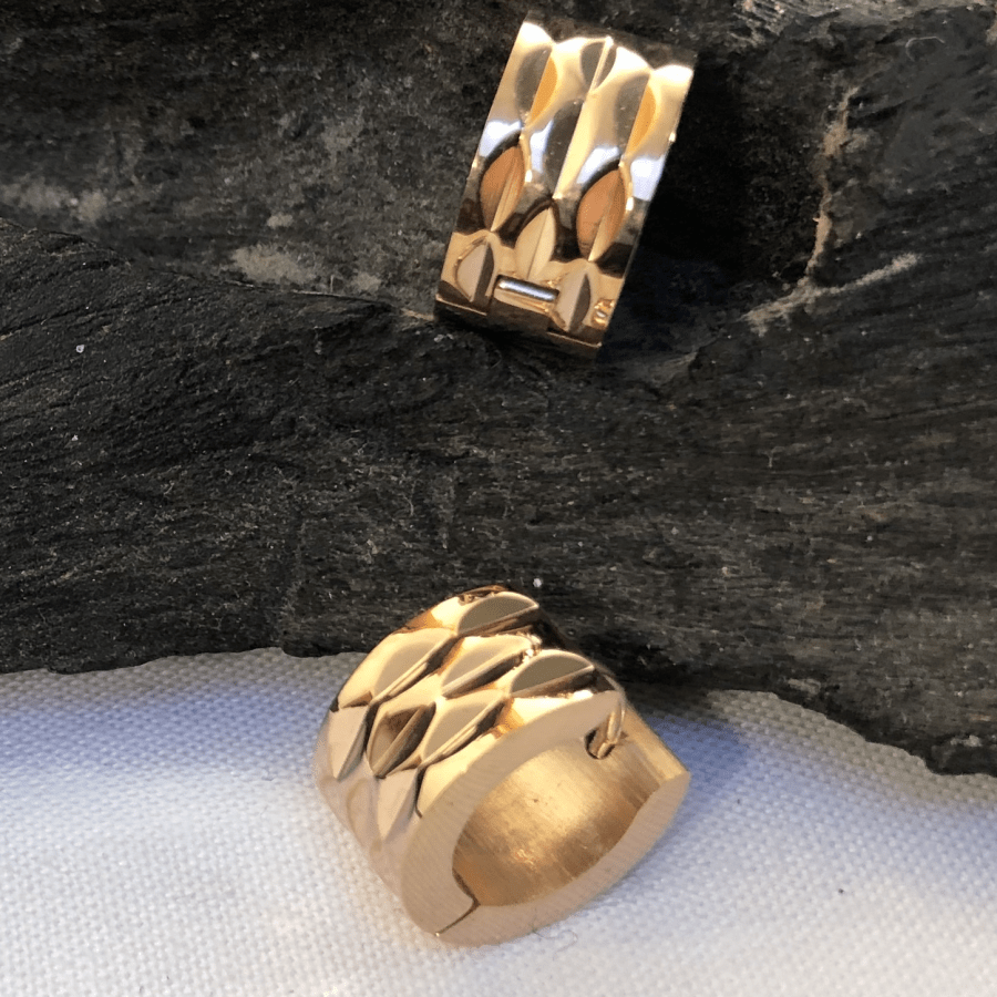 Stainless Steel Rose Gold Coloured Diamond Cut Hoops