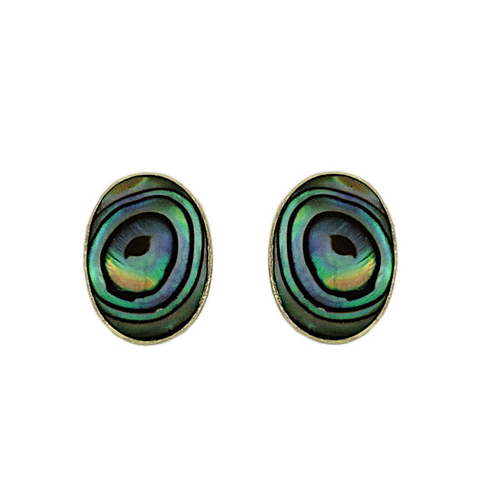 Abalone Shell Oval Sterling Silver Stud Earrings