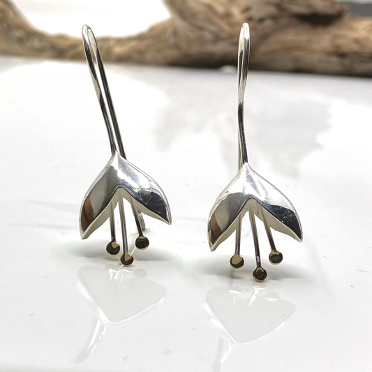 Sterling Silver and Gold Plate Earrings Fuchsia