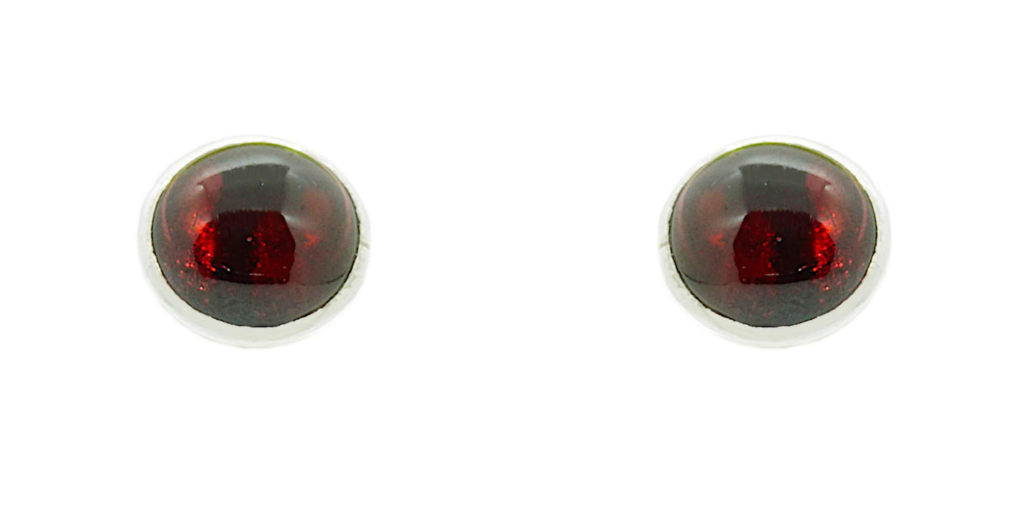 Garnet Sterling Silver Large Round Studs