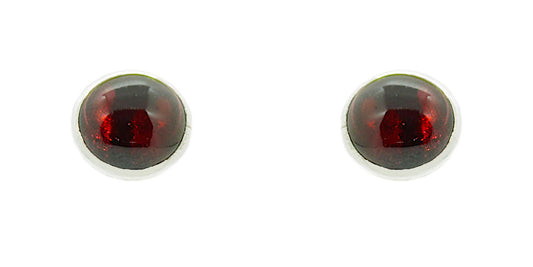 Garnet Sterling Silver Large Round Studs