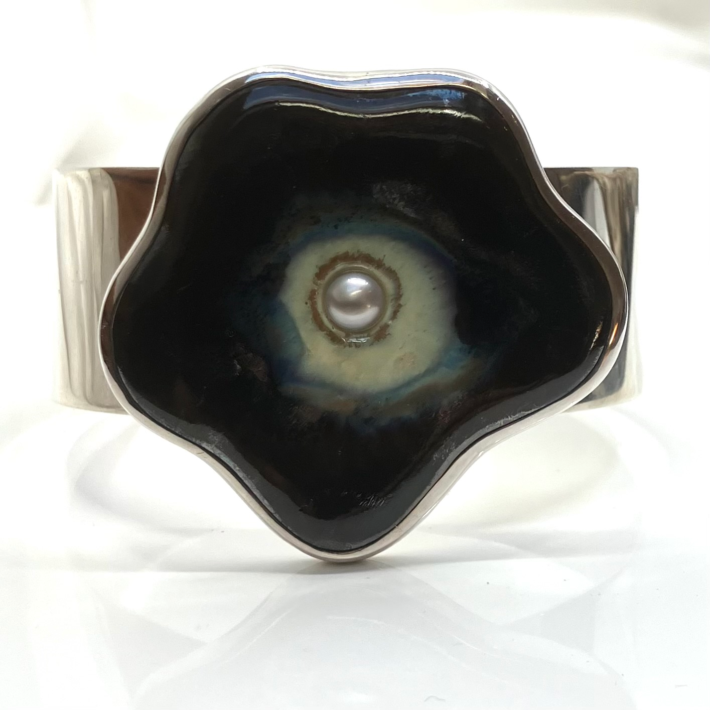 Handmade Purple Ceramic and Sterling Silver Bracelet