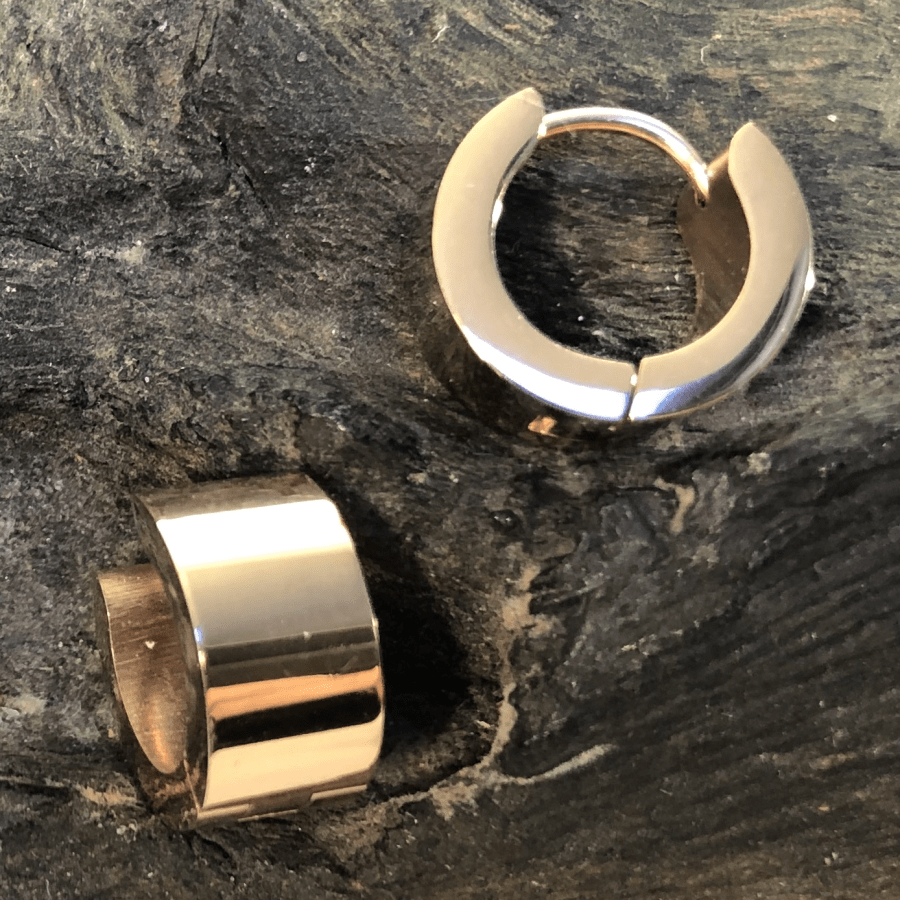Stainless Steel Rose Gold Coloured Plain 1.4cm Hoops