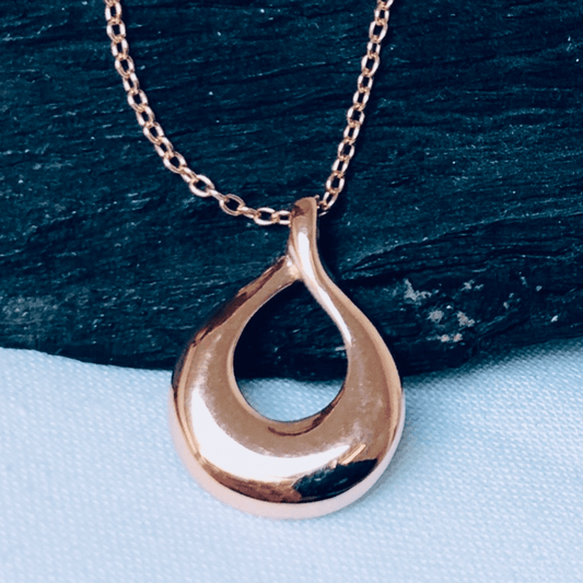 Rose Gold Plated Sterling Silver Swirl Pendant and Chain