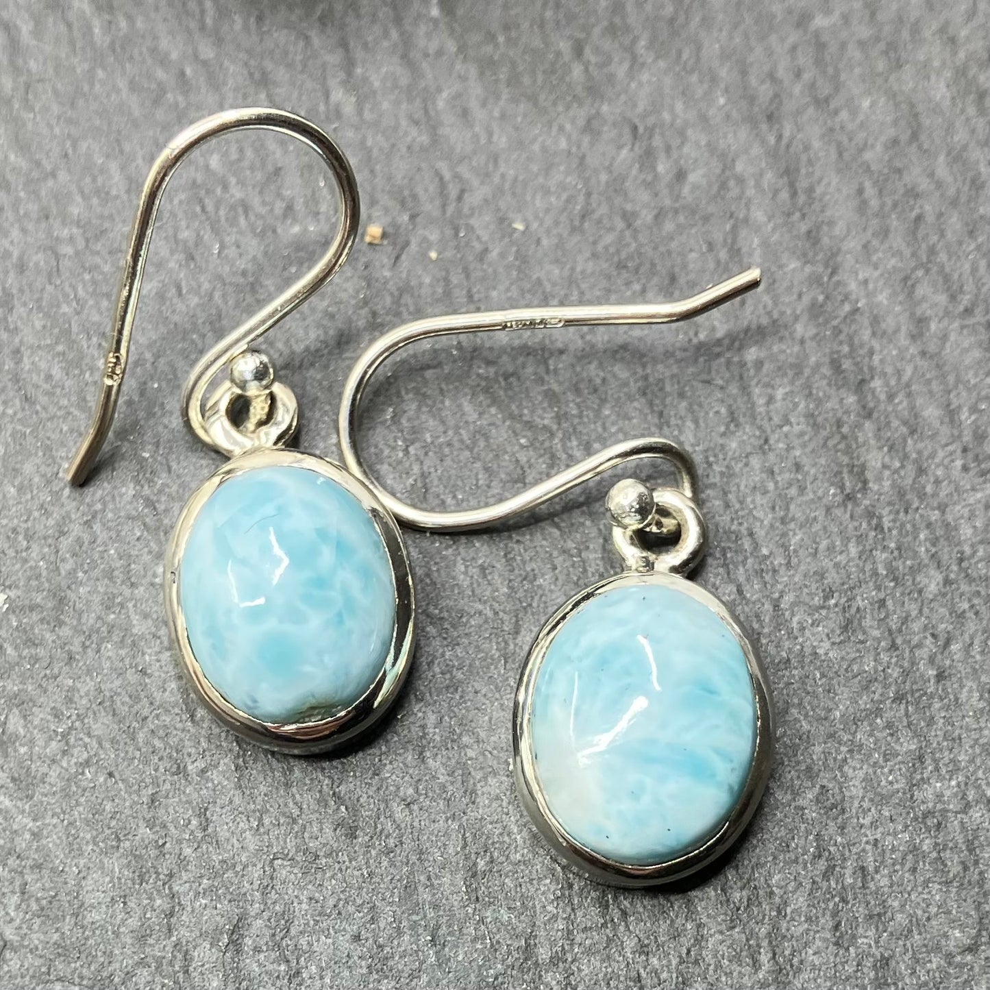 Larimar and Sterling Silver Earrings Oval Small