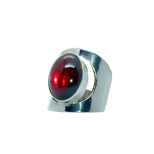 Garnet Oval Stone Sterling Silver Ring