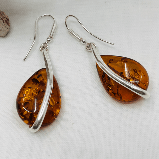 Amber Big Curve Sterling Silver Earrings