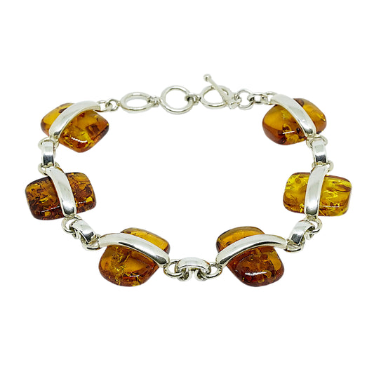 Amber Sterling Silver Square Bracelet