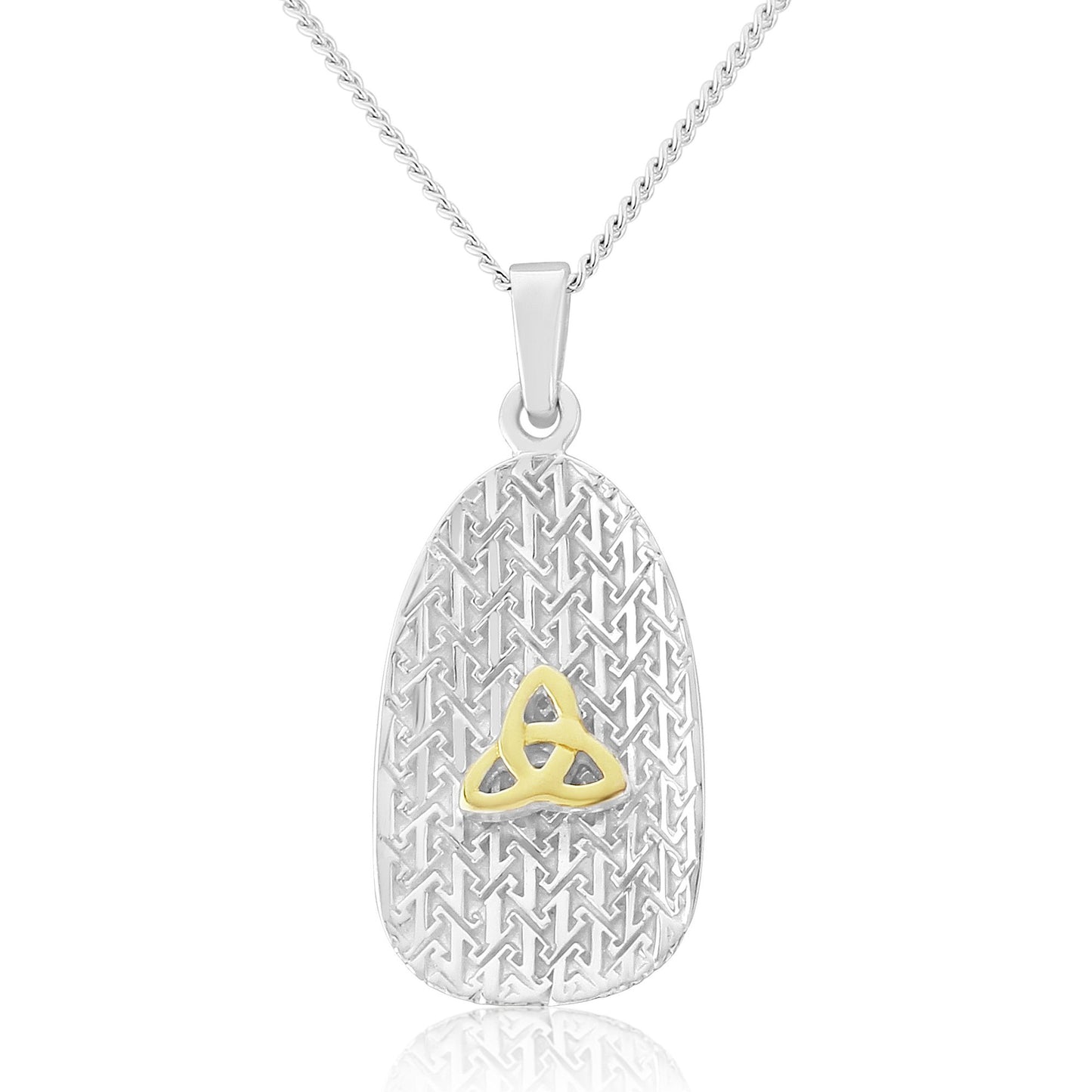 Celtic Trinity Knot Gold Plated Silver Oval Pendant and Chain