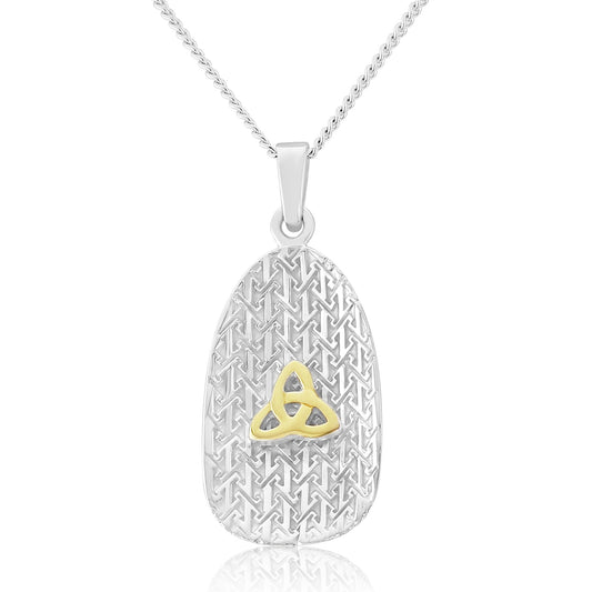 Celtic Trinity Knot Gold Plated Silver Oval Pendant and Chain