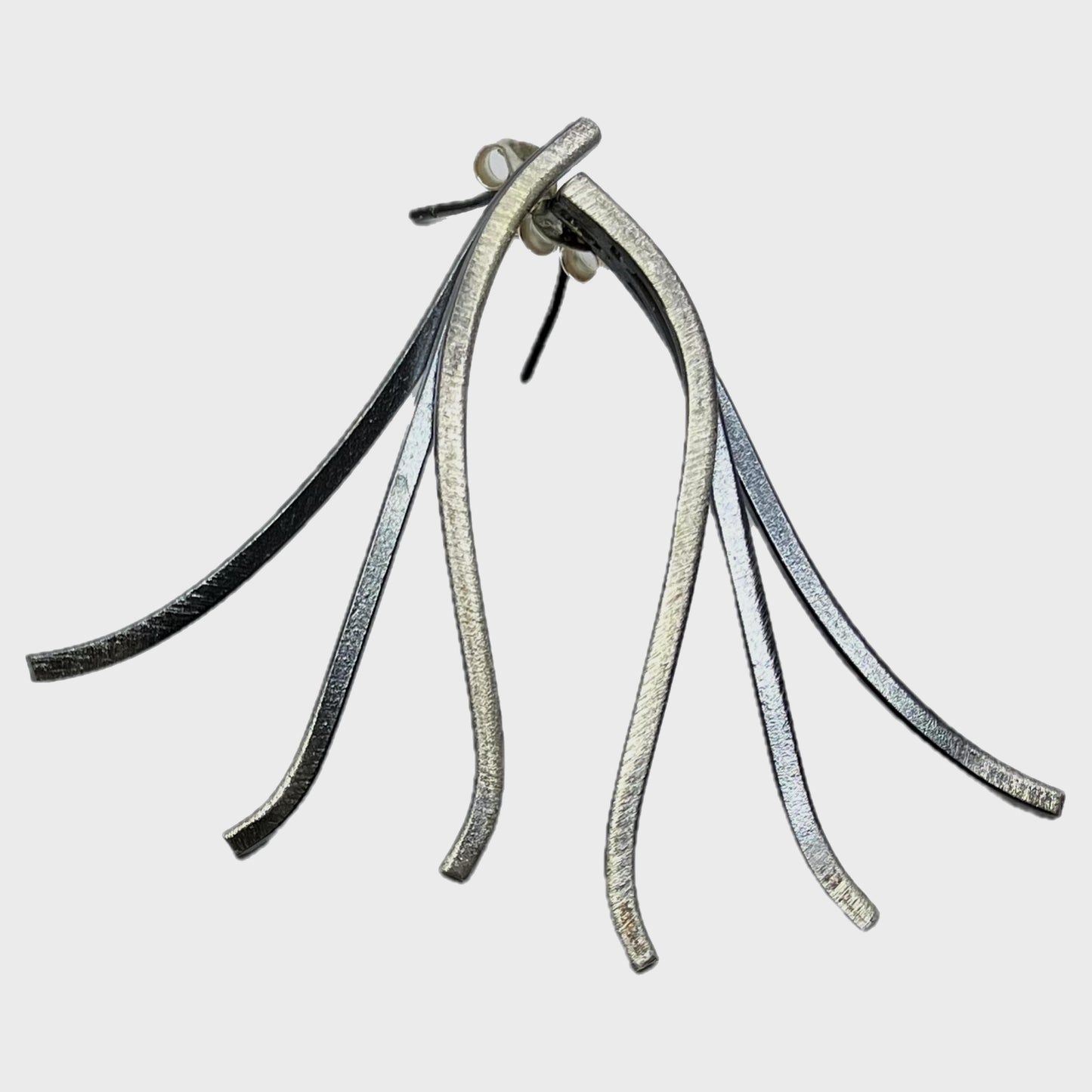 Oxidised Sterling Silver Earrings Posts 3 Strand