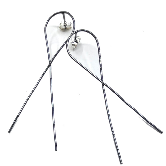 Oxidised Sterling Silver Earrings Bow Post