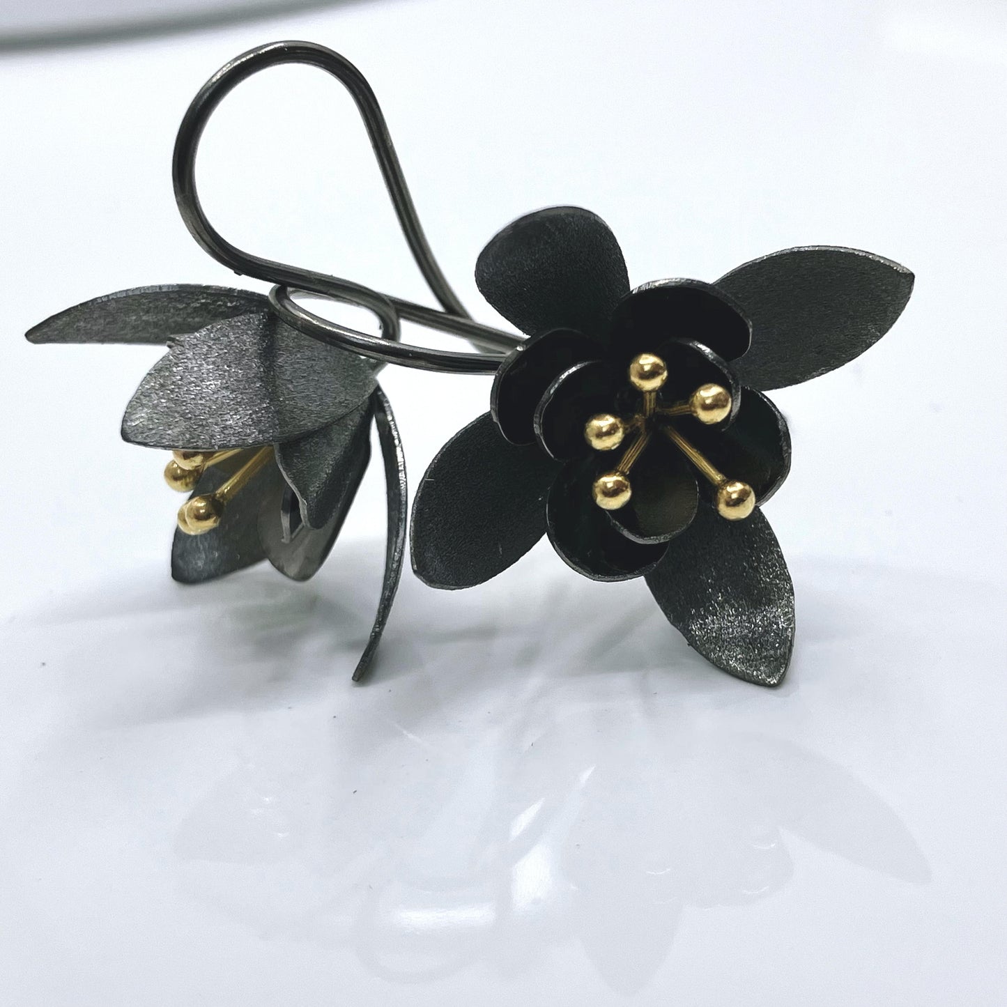 Oxidised Sterling Silver Earrings Fuchsia Gold Plated