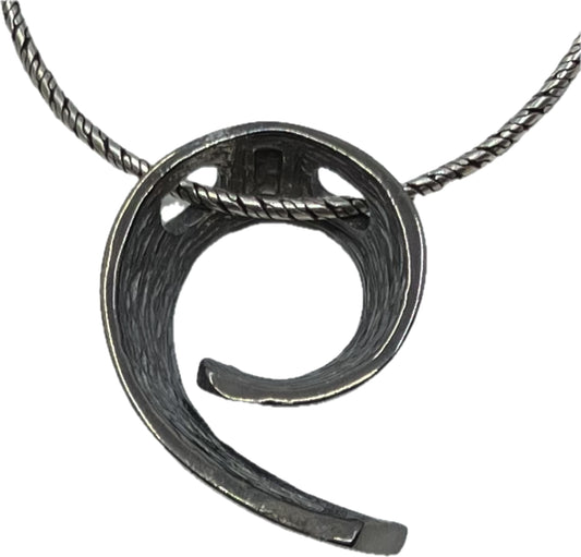 Oxidised Sterling Silver Pendant Curl on Oxidised Silver Chain